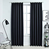 vidaXL Black Blackout Curtains with Hooks 2 pcs 140x175 cm