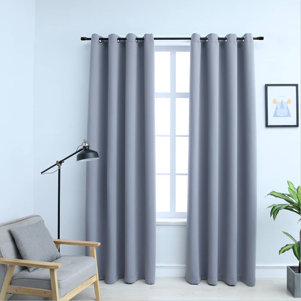 vidaXL Blackout Curtains with Metal Rings 2 pcs 140x175 cm Black