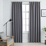 vidaXL Black Blackout Curtains with Hooks 2 pcs 140x175 cm