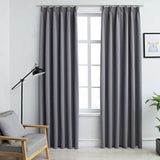 vidaXL Black Blackout Curtains with Hooks 2 pcs 140x175 cm