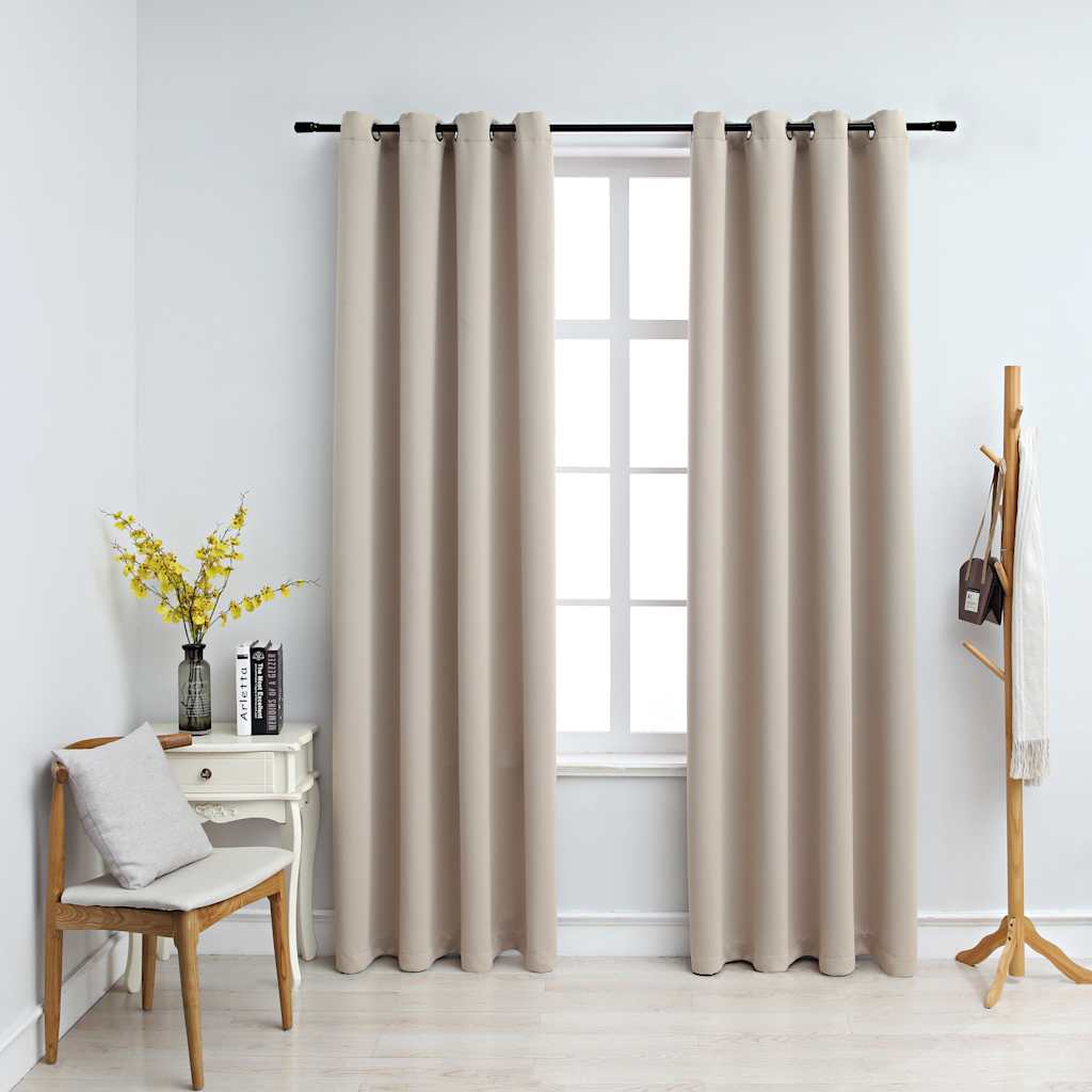 vidaXL Blackout Curtains with Metal Rings 2 pcs 140x175 cm Black