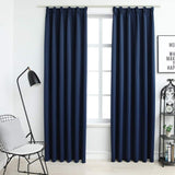 vidaXL Black Blackout Curtains with Hooks 2 pcs 140x175 cm