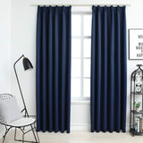 vidaXL Black Blackout Curtains with Hooks 2 pcs 140x175 cm