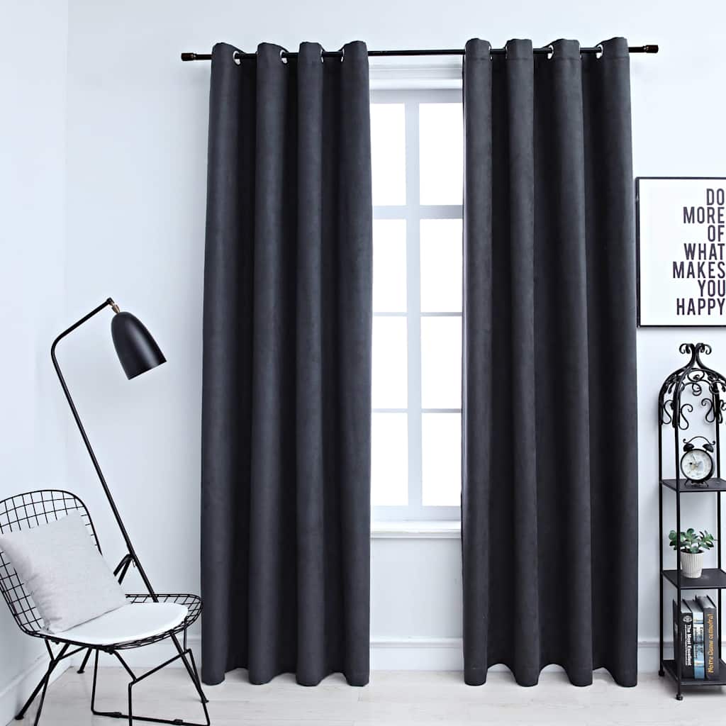 vidaXL Rideaux occultants à œillets 2 pcs 140x175 cm anthracite