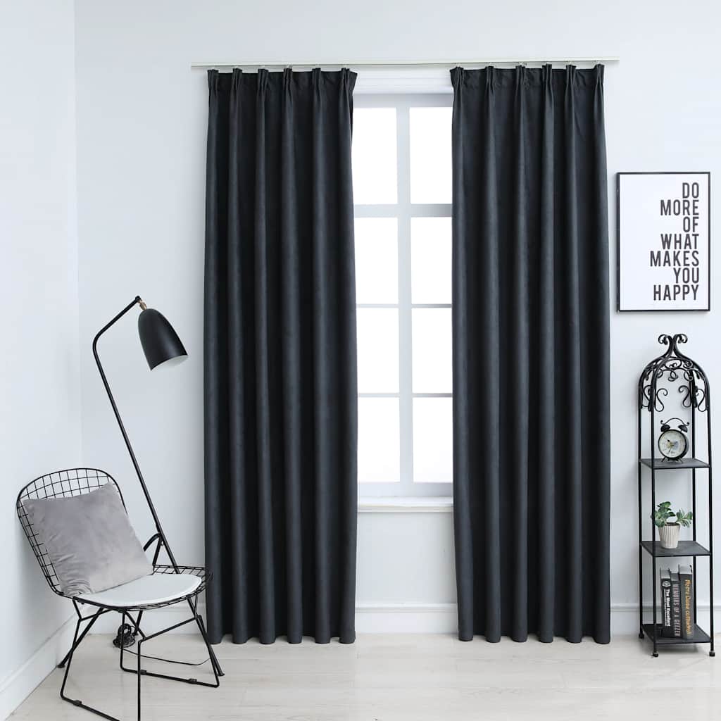 vidaXL Blackout Curtains with Hooks 2 pcs 140x175 cm anthracite