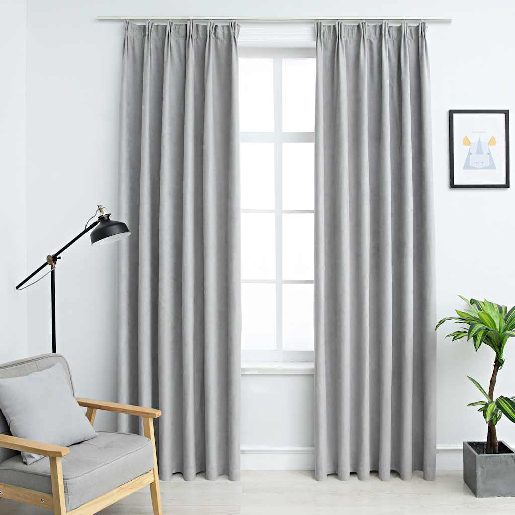 vidaXL Blackout Curtains with Hooks 2 pcs 140x175 cm anthracite