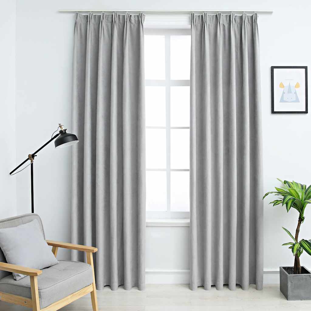 vidaXL Blackout Curtains with Hooks 2 pcs 140x175 cm anthracite