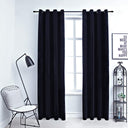 vidaXL Black Velvet Blackout Curtains with Rings 2 pcs 140x175 cm