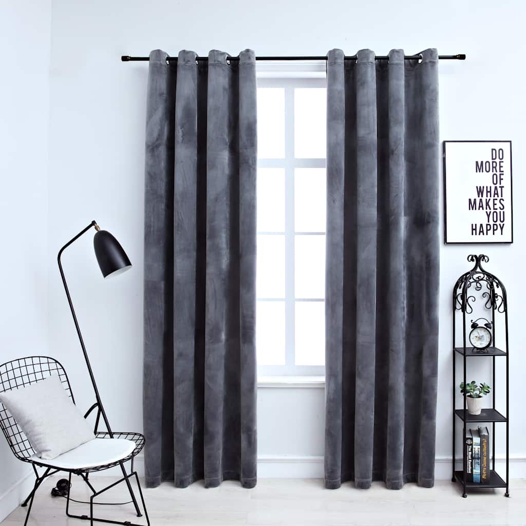 vidaXL Gordijn verduisterend met ringen 2 st 140x175 cm fluweel zwart
