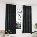 vidaXL Gordijnen verduisterend 2 st met haken 140x175 cm fluweel noir