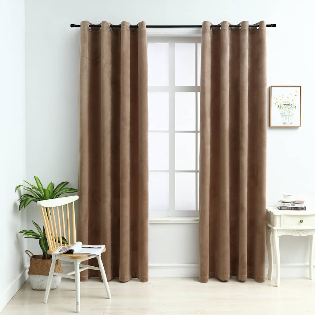 vidaXL Gordijn verduisterend met ringen 2 st 140x175 cm fluweel zwart