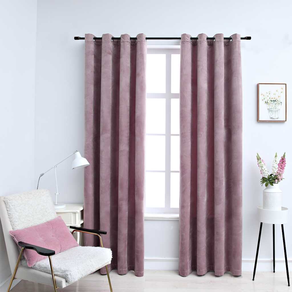vidaXL Gordijn verduisterend met ringen 2 st 140x175 cm fluweel zwart