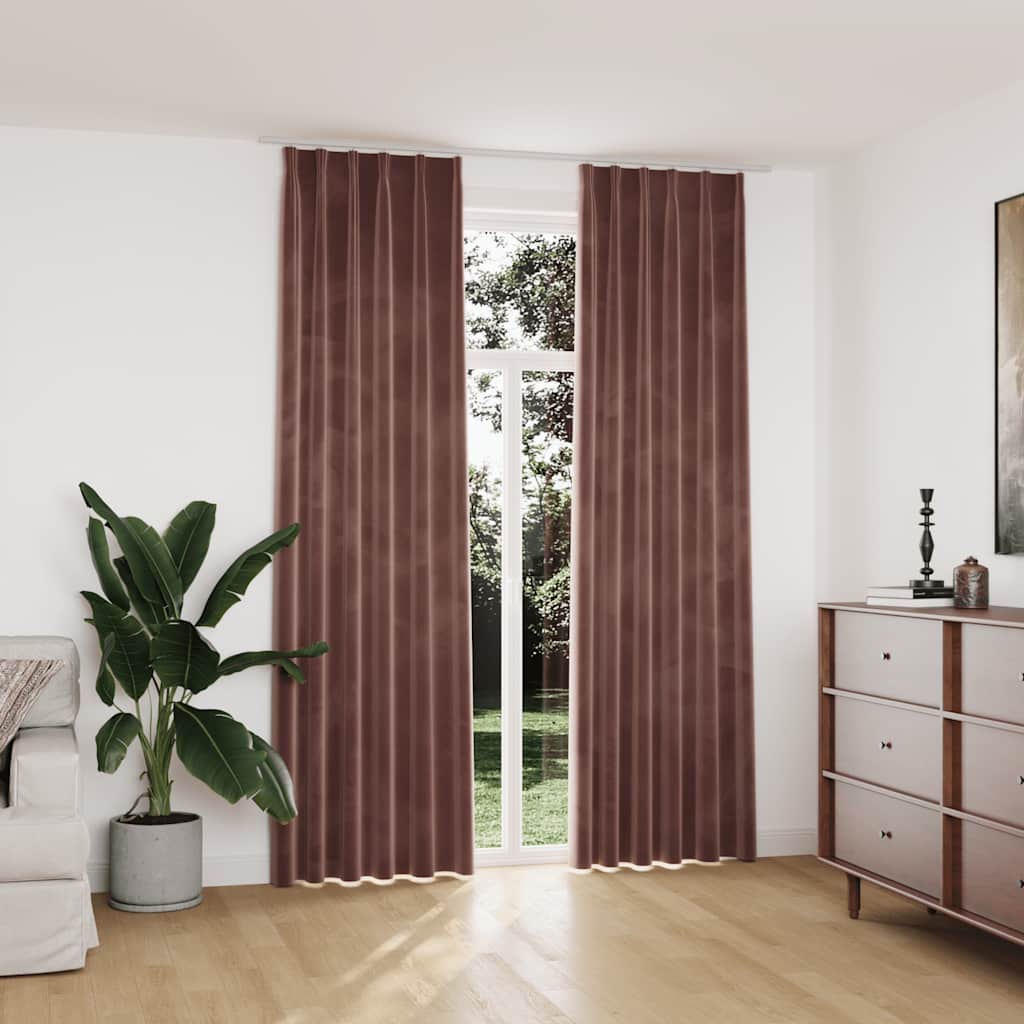 vidaXL Blackout Curtains 2 pcs with Hooks 140x175 cm Velvet Black