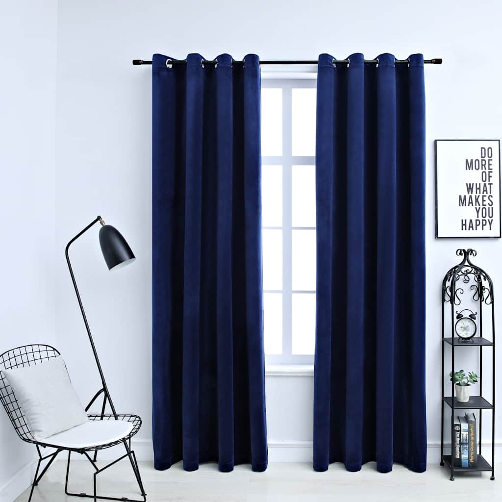 vidaXL Gordijn verduisterend met ringen 2 st 140x175 cm fluweel zwart