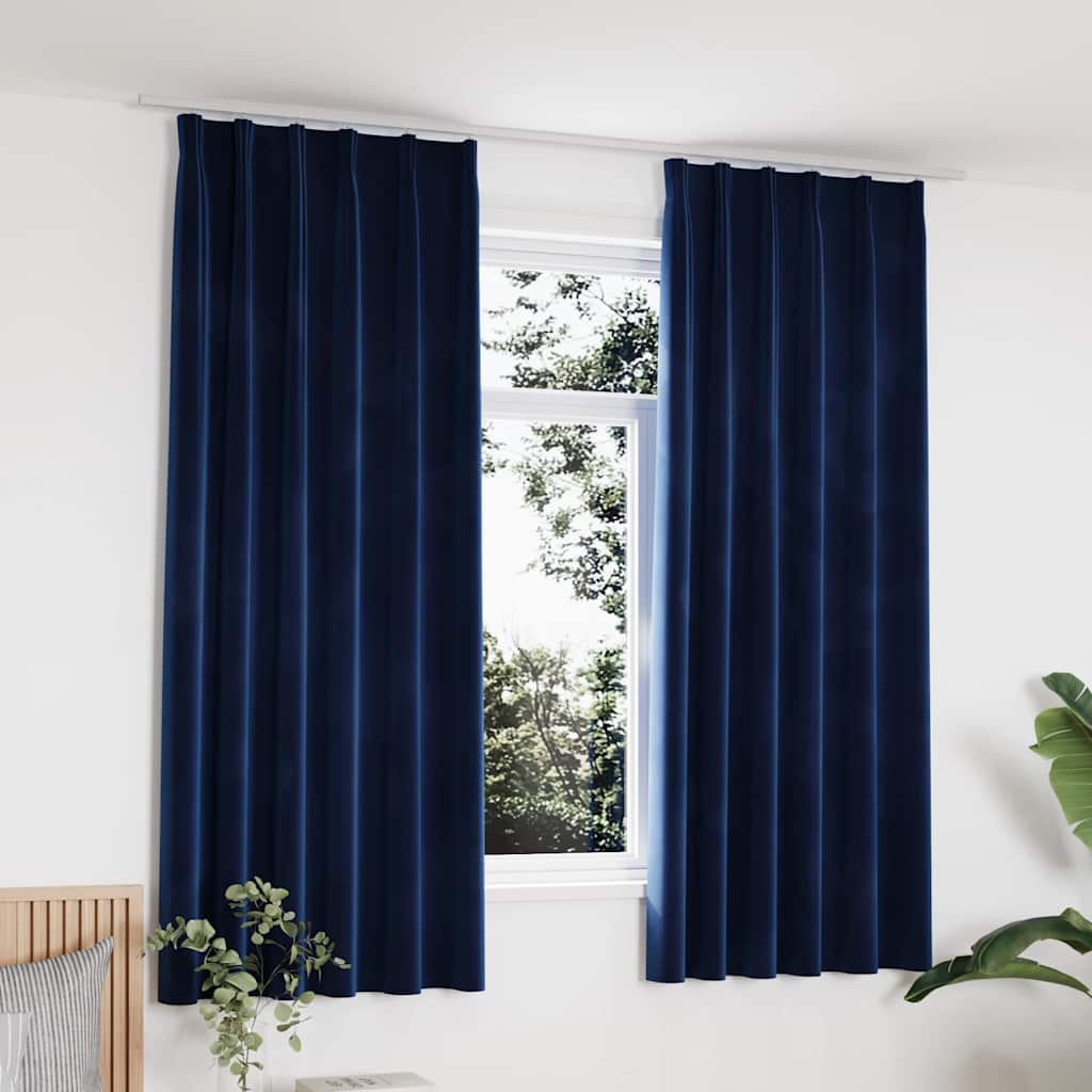vidaXL Blackout Curtains 2 pcs with Hooks 140x175 cm Velvet Black