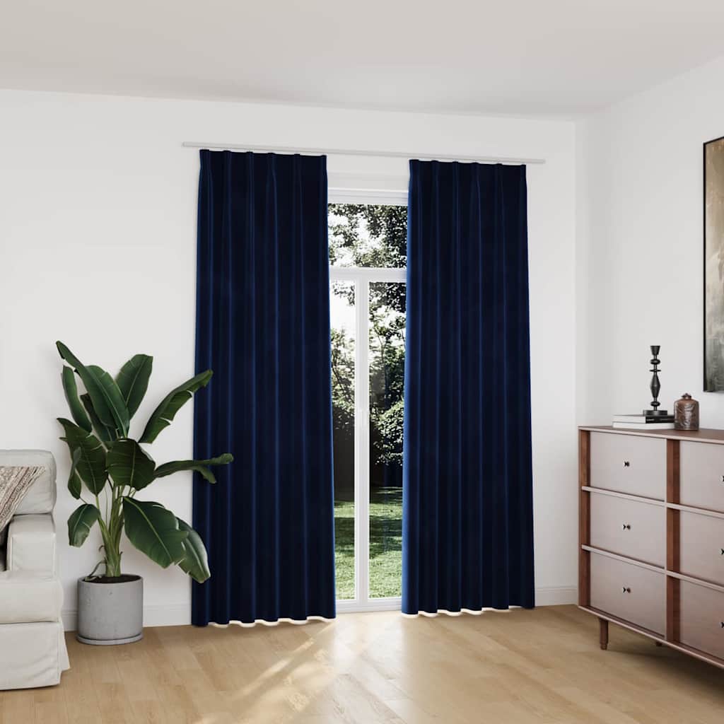 vidaXL Blackout Curtains 2 pcs with Hooks 140x175 cm Velvet Black
