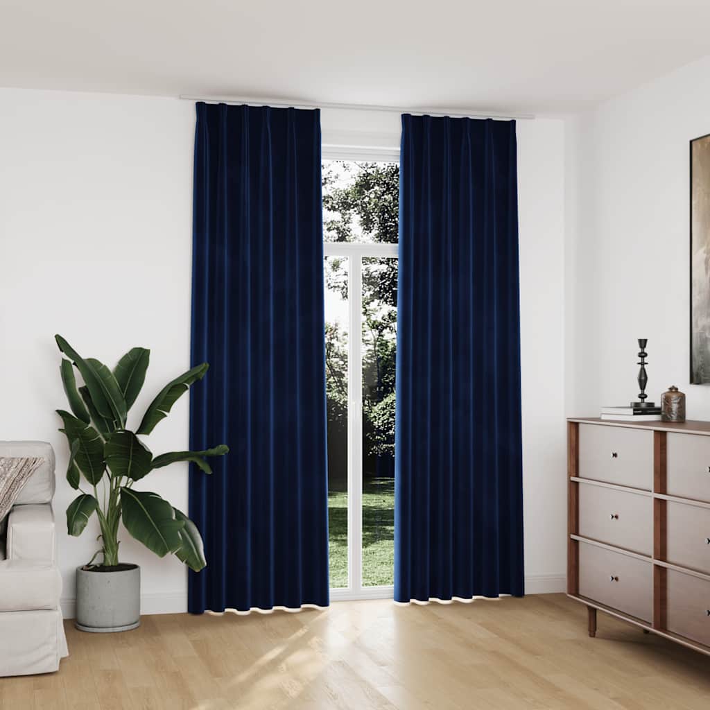 vidaXL Blackout Curtains 2 pcs with Hooks 140x175 cm Velvet Black