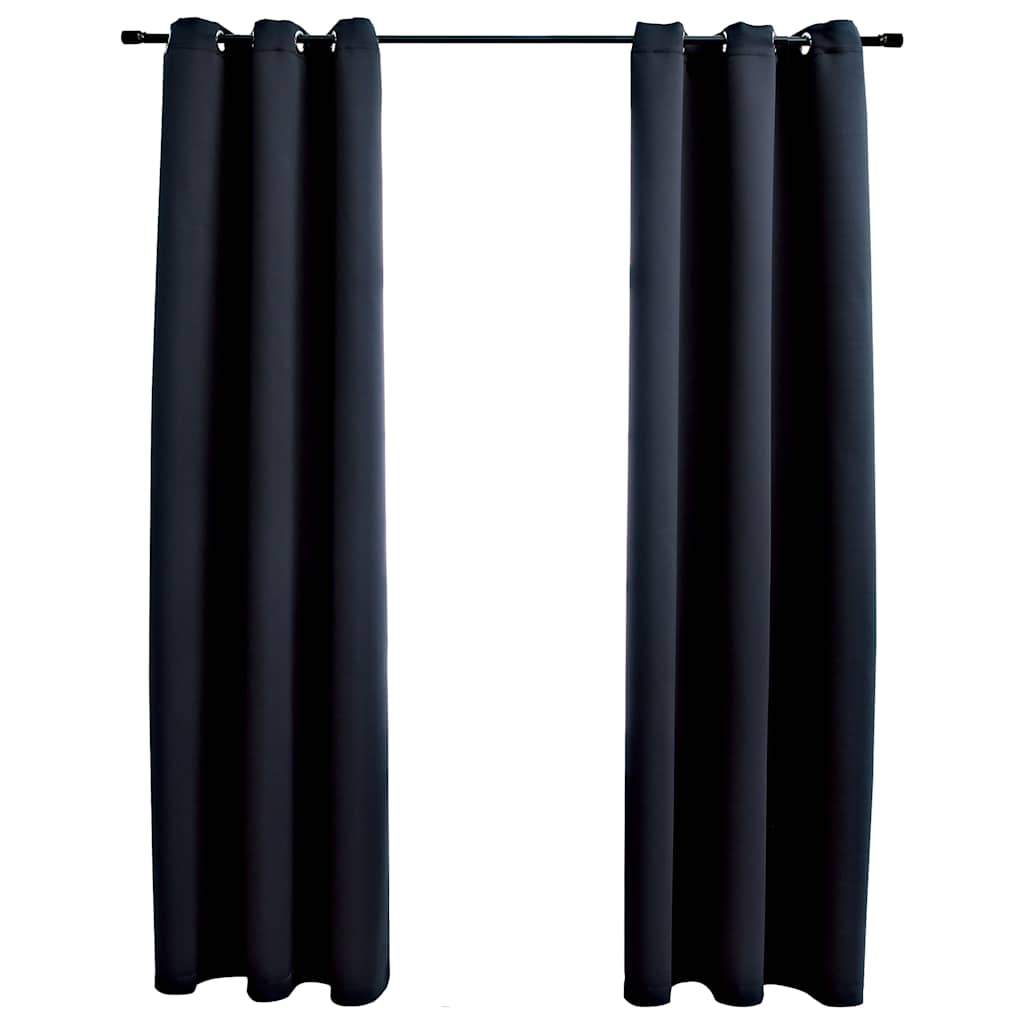 vidaXL Verduisteringsgordijnen met ringen 2 stuks zwart 97x213 cm stof
