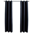 vidaXL Verduisteringsgordijnen met ringen 2 stuks zwart 97x213 cm stof