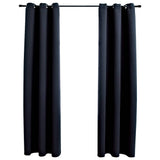vidaXL Verduisteringsgordijnen met ringen 2 stuks zwart 97x213 cm stof