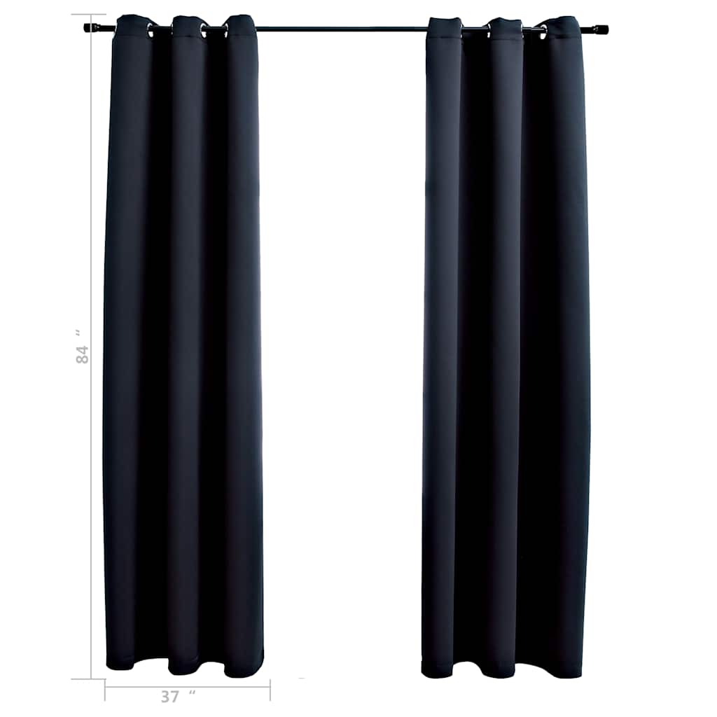 vidaXL Verduisteringsgordijnen met ringen 2 stuks zwart 97x213 cm stof