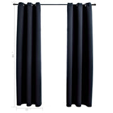 vidaXL Verduisteringsgordijnen met ringen 2 stuks zwart 97x213 cm stof