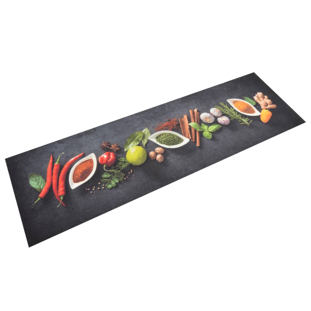 vidaXL Keukenmat wasbaar groenteprint 45x150 cm fluweel