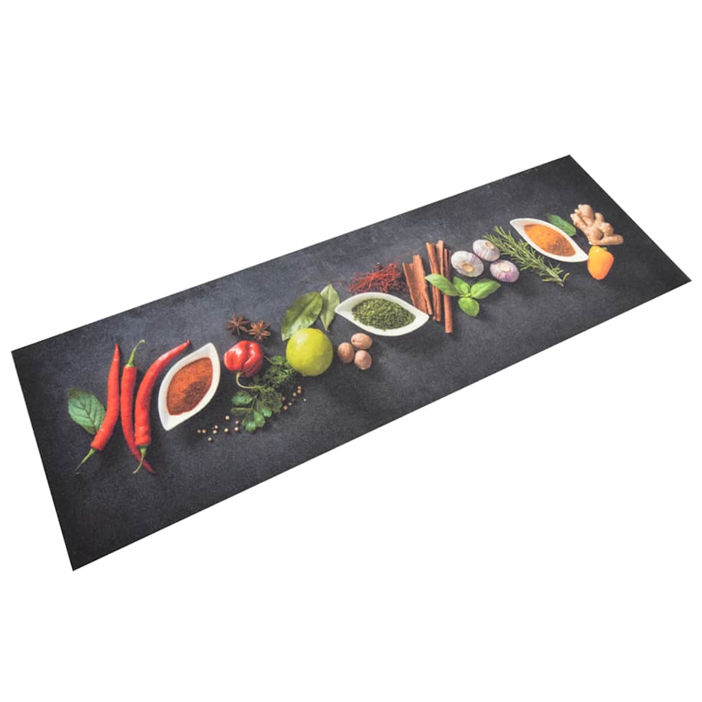 vidaXL Keukenmat wasbaar groenteprint 45x150 cm fluweel