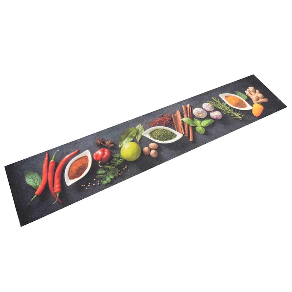 vidaXL Keukenmat wasbaar groenteprint 45x150 cm fluweel