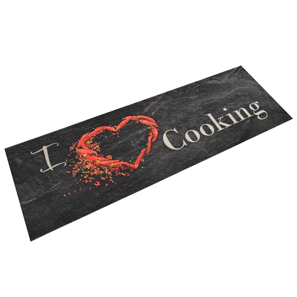 vidaXL Keukenmat wasbaar groenteprint 45x150 cm fluweel