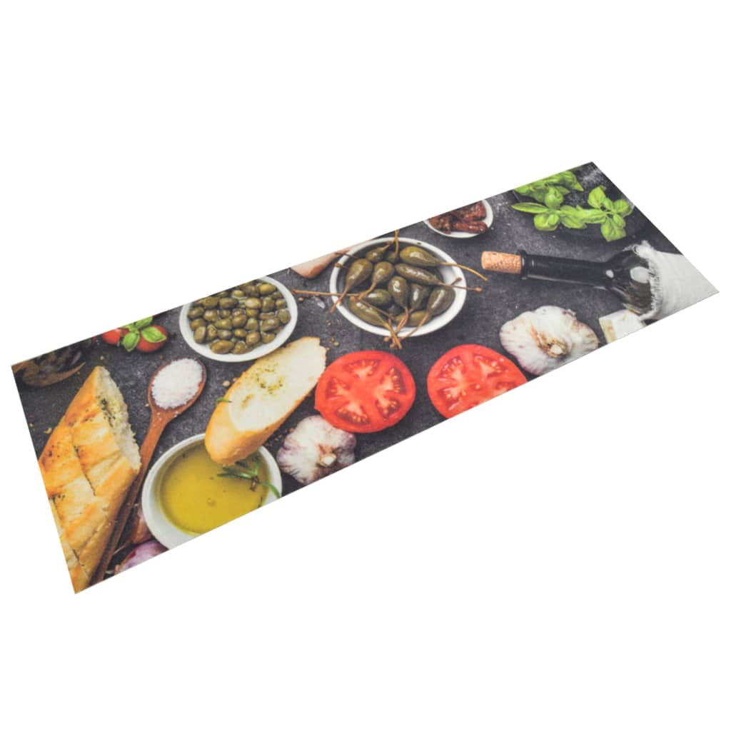 vidaXL Keukenmat wasbaar groenteprint 45x150 cm fluweel