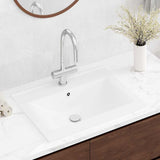 vidaXL Ceramic Rectangular Wash Basin 60x46 cm with Faucet Hole White