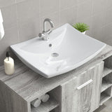 vidaXL Sink with Overflow and Faucet Hole Rectangular Ceramic