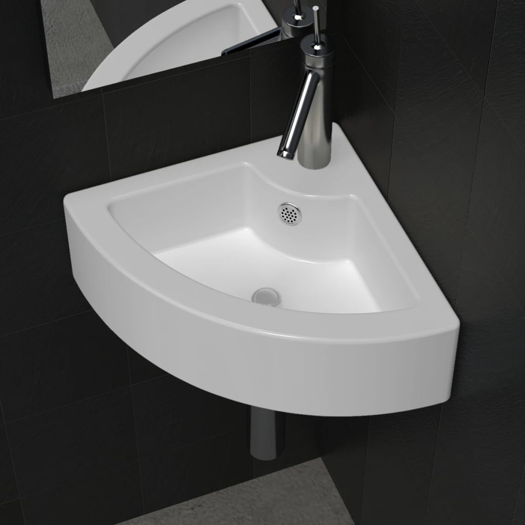 vidaXL Bathroom Sink with Overflow 45x32x12.5 cm White