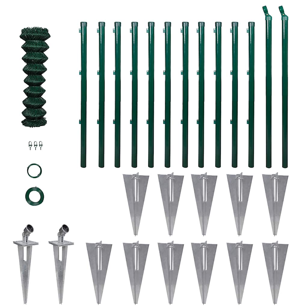 vidaXL Chain Link Fence with Posts 15x1.5 m Galvanized Steel