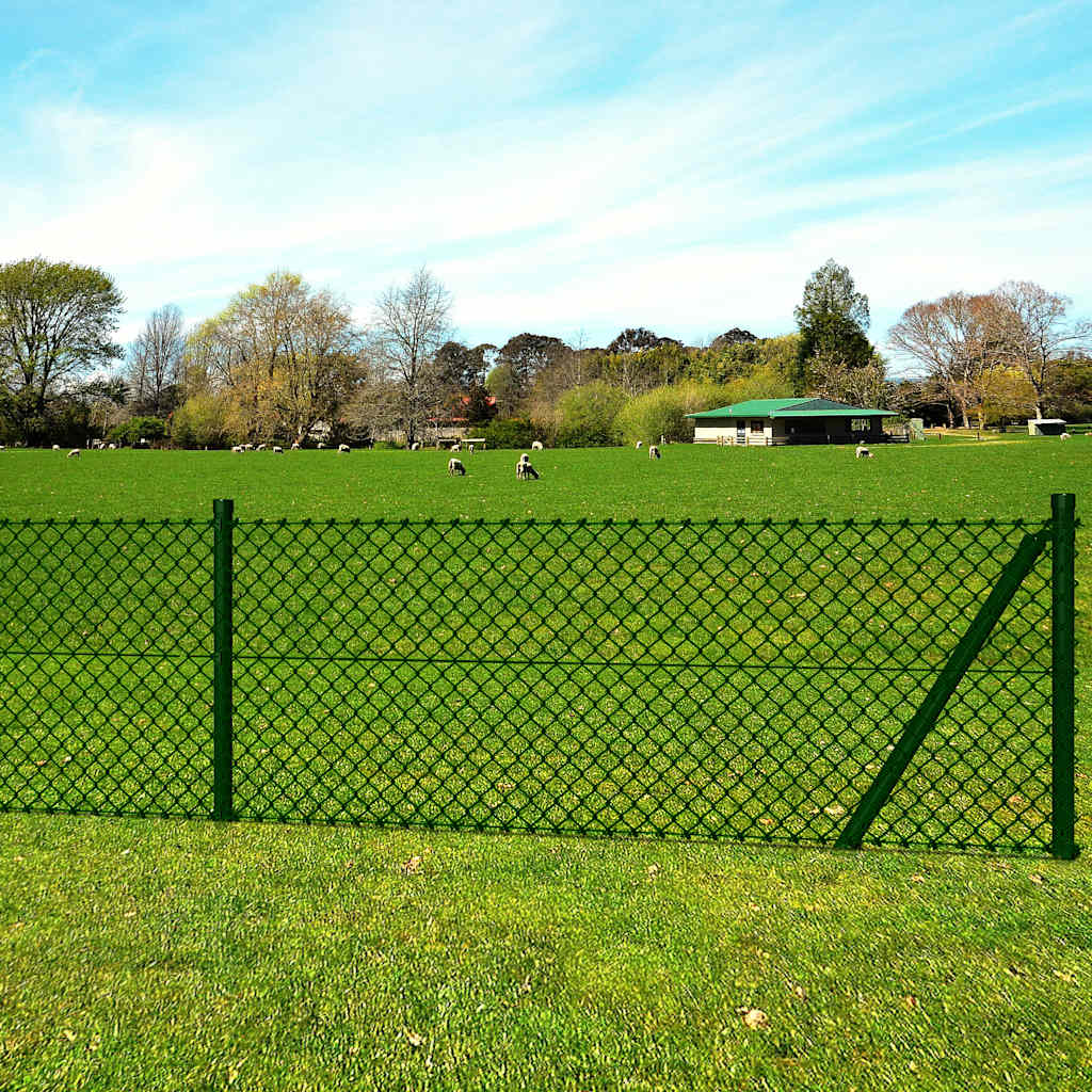 vidaXL Chain Link Fence with Posts 15x1.5 m Galvanized Steel