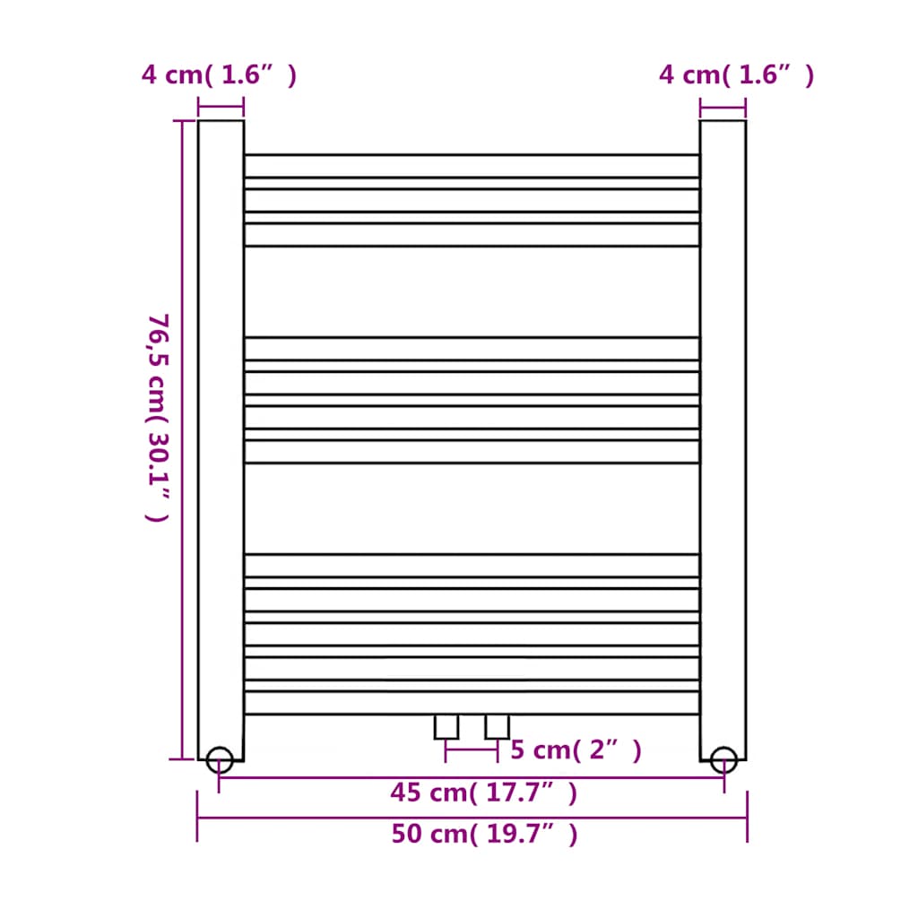 vidaXL Straight Radiator / Towel Rail 500x764 mm