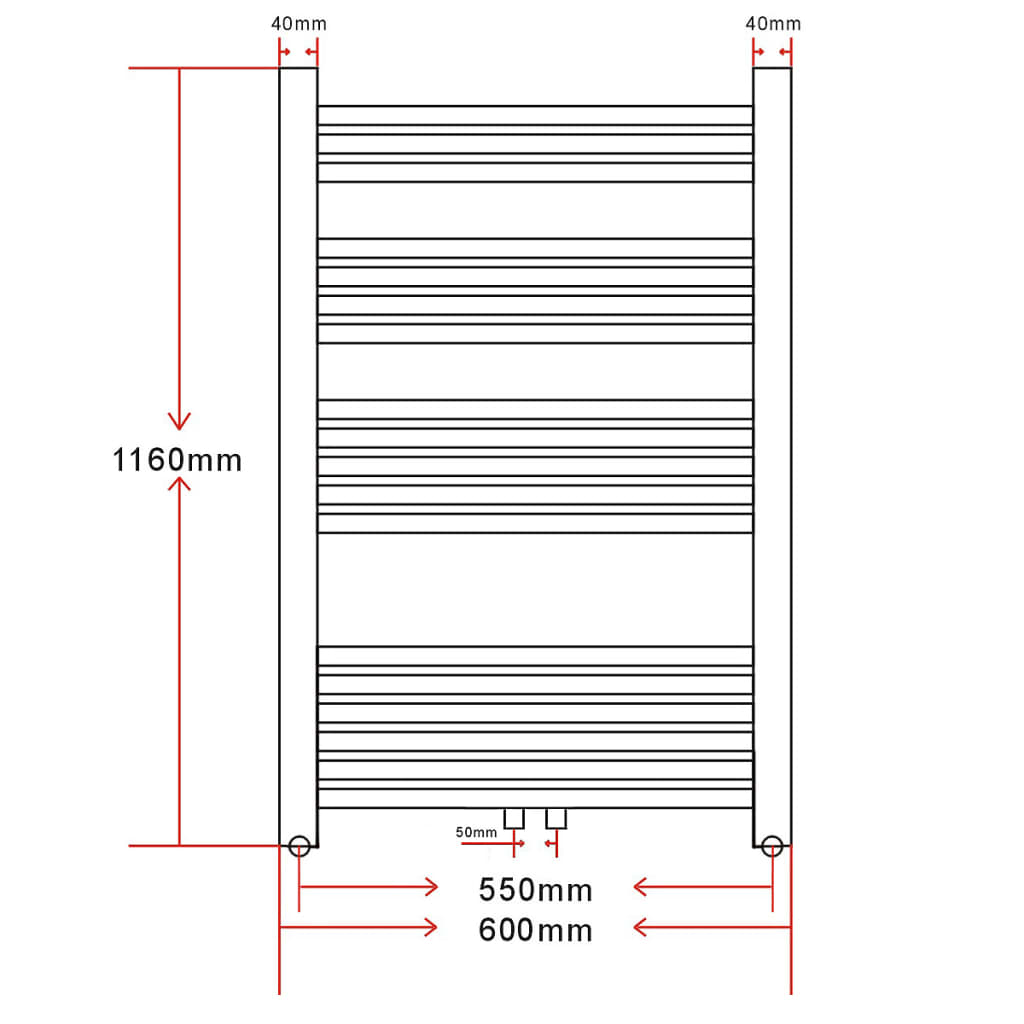 vidaXL Radiator/handdoekenrek curve 600x1160 mm
