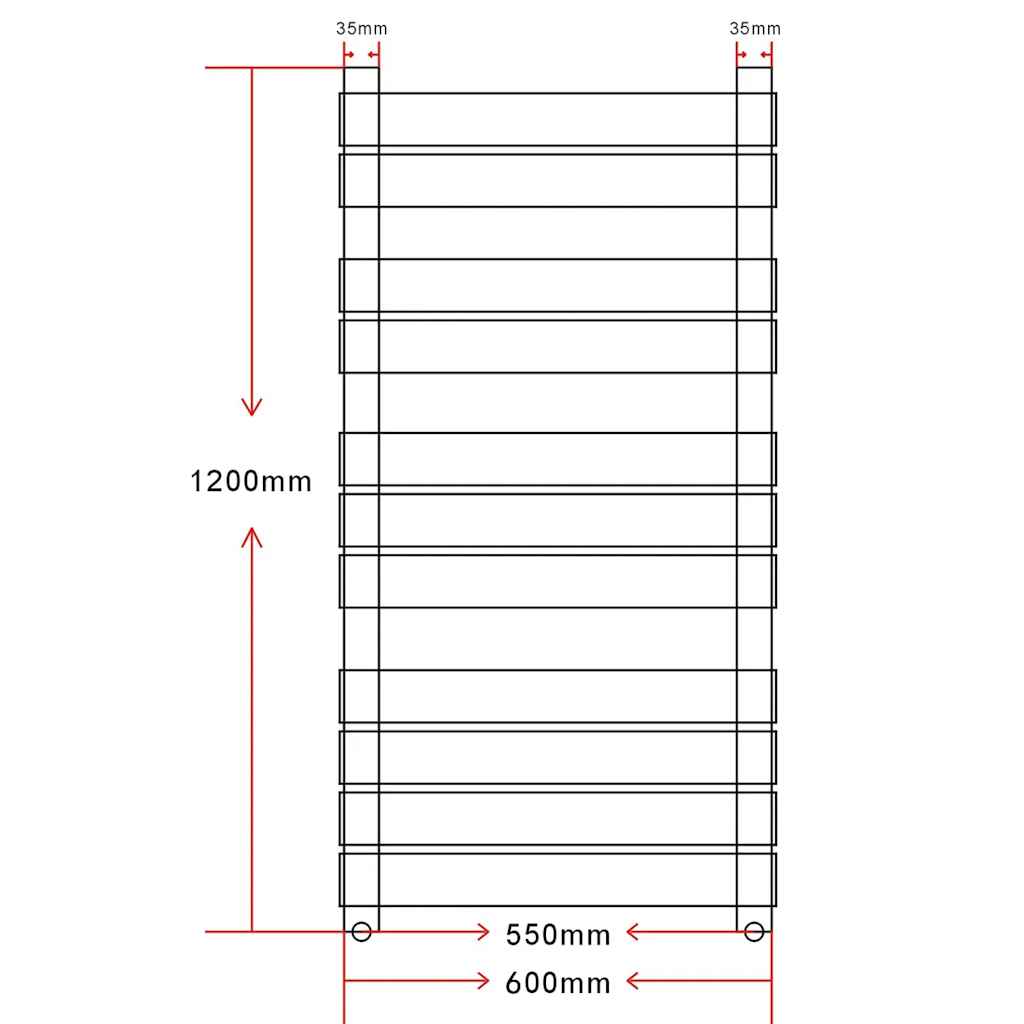 vidaXL Straight Radiator / Towel Rail 600x1200 mm