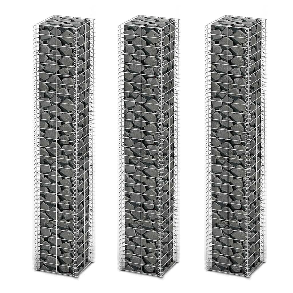 vidaXL 3-delige Schanskorfset 25x25x100 cm gegalvaniseerd draad
