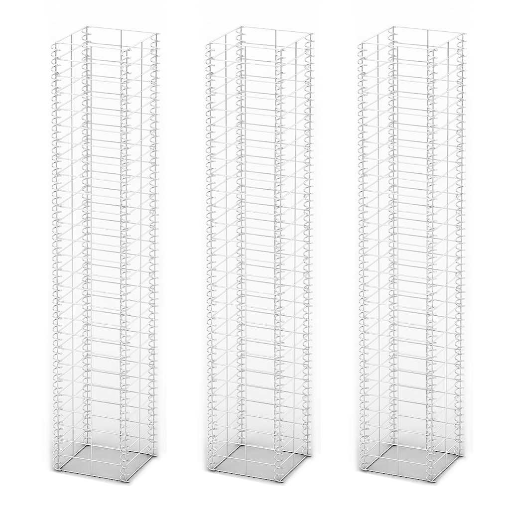 vidaXL 3-delige Schanskorfset 25x25x100 cm gegalvaniseerd draad
