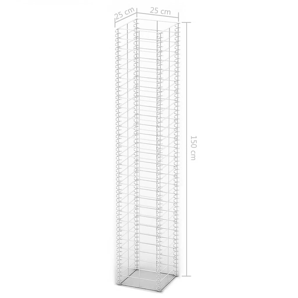 vidaXL 3-delige Schanskorfset 25x25x100 cm gegalvaniseerd draad