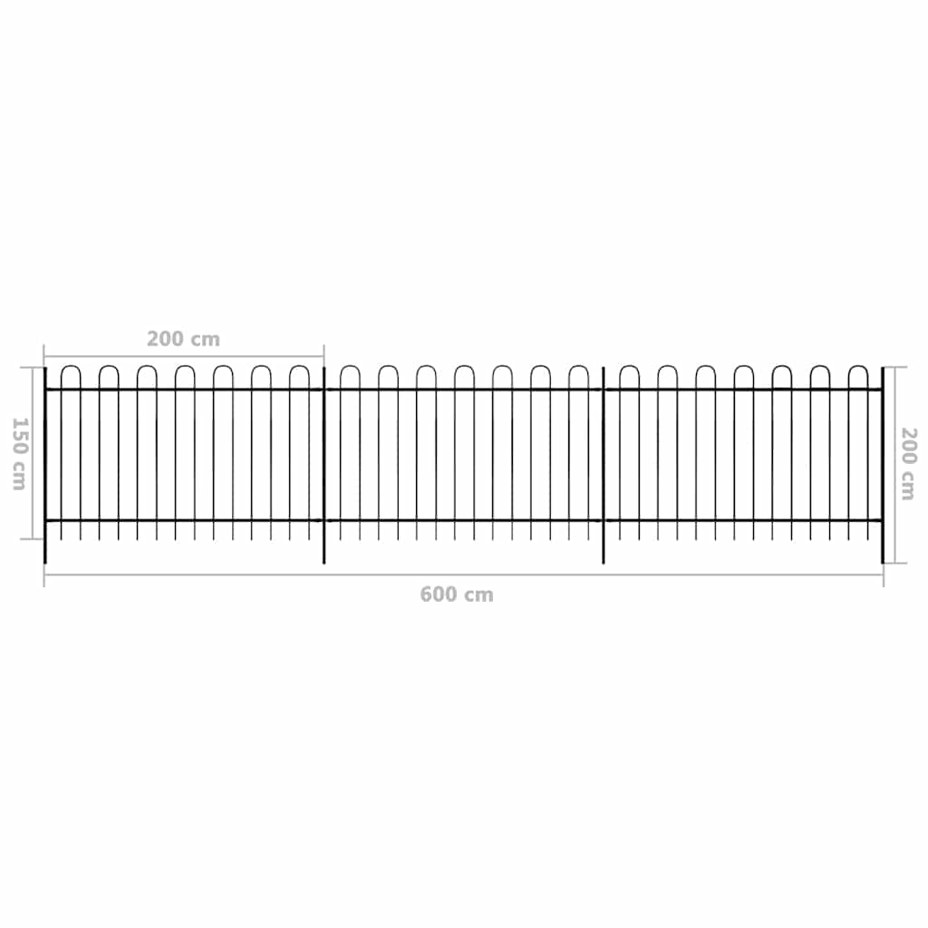 vidaXL Fence 600 x 150 cm Powder-coated Steel