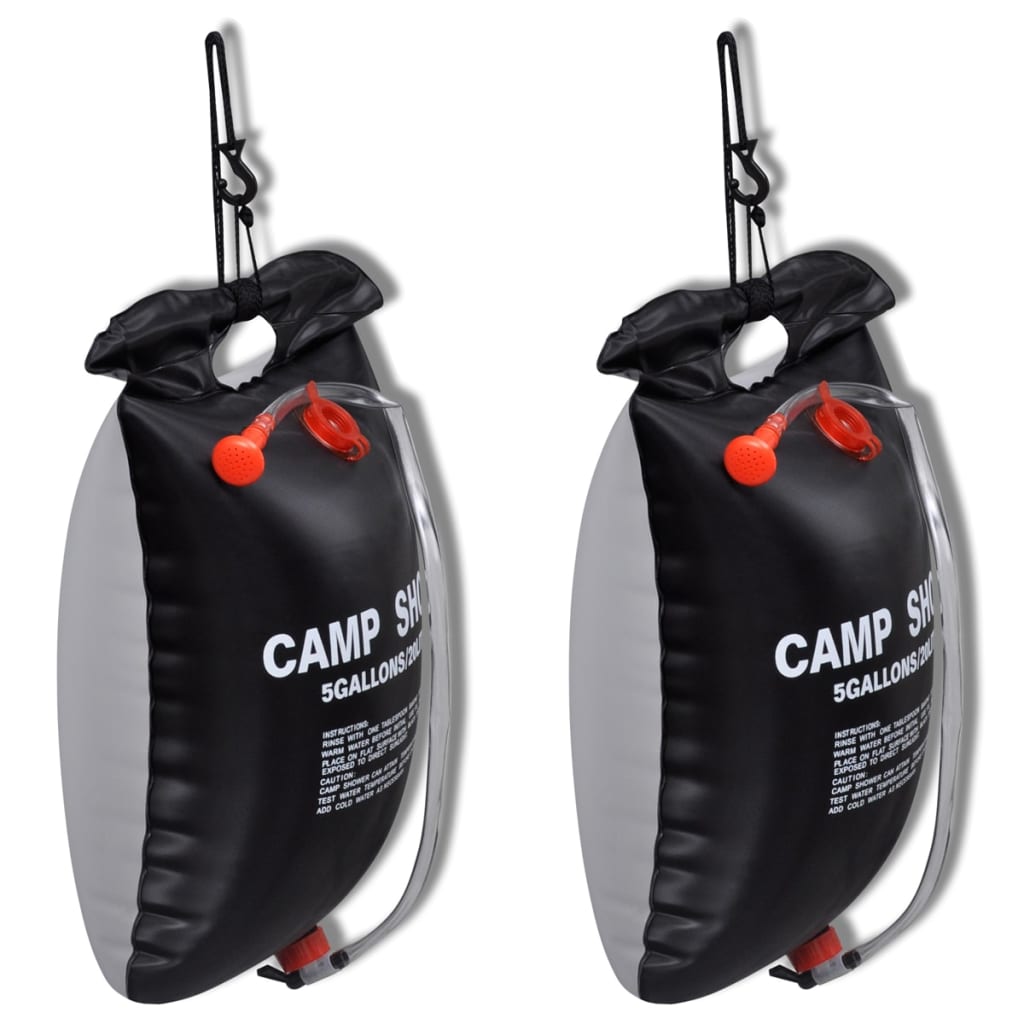 vidaXL Camping Showers 2 pcs solar 20 L