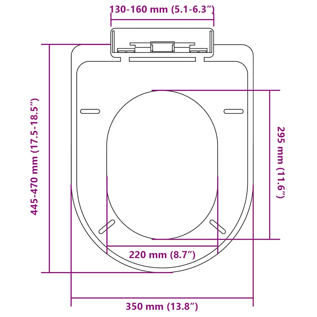 vidaXL Toiletbril soft-close ovaal wit