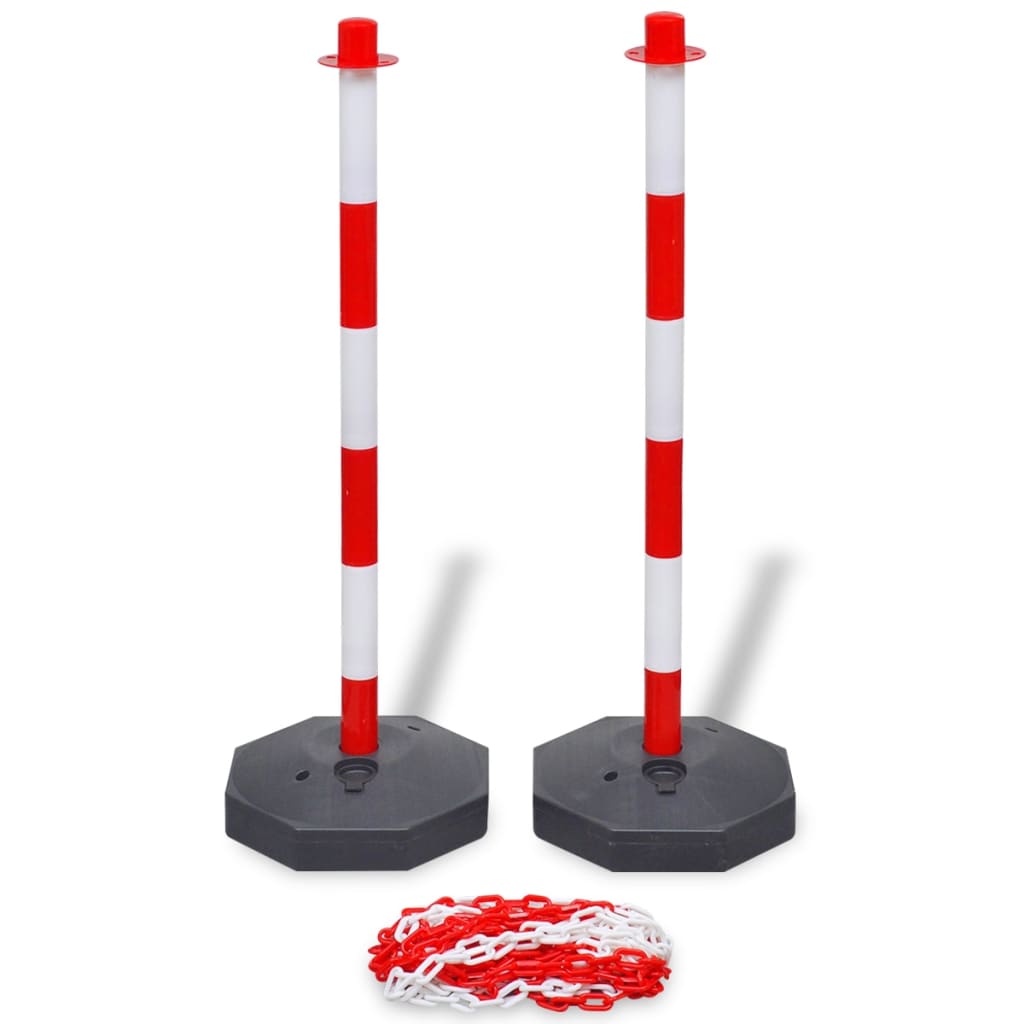 vidaXL Chain Post Set with Plastic Chain 10 m
