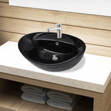 vidaXL Luxury Oval Ceramic Wash Basin with Overflow and Tap Hole