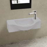 vidaXL Wash Basin with Faucet Hole White Ceramic