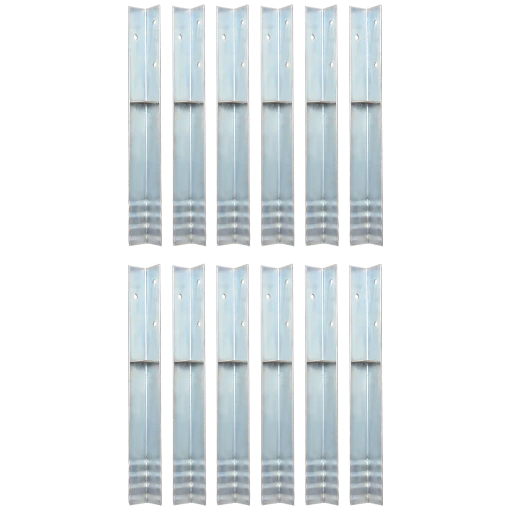 vidaXL Grondanker L-vormig 5x5x50 cm gegalvaniseerd staal 2 st