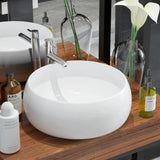 vidaXL Sink round 40x15 cm ceramic white